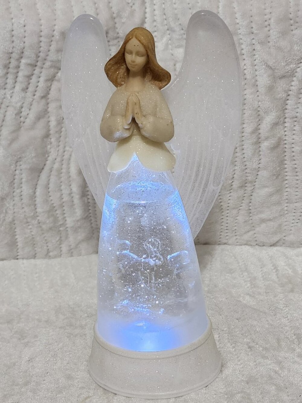 Lighted Angel, With Manger Scene, 5 1/4" Wide x 10 3/4" Tall